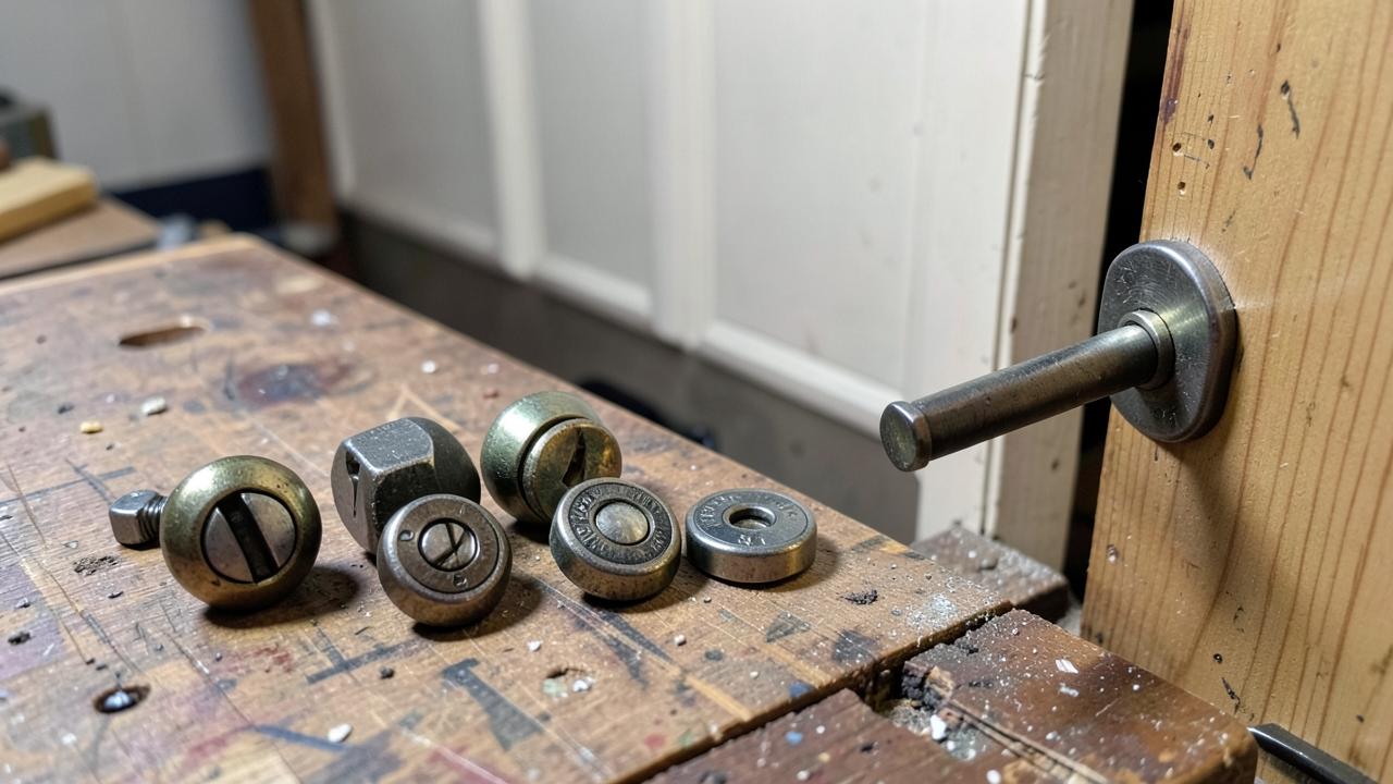 Deadbolt being installed in an exterior door