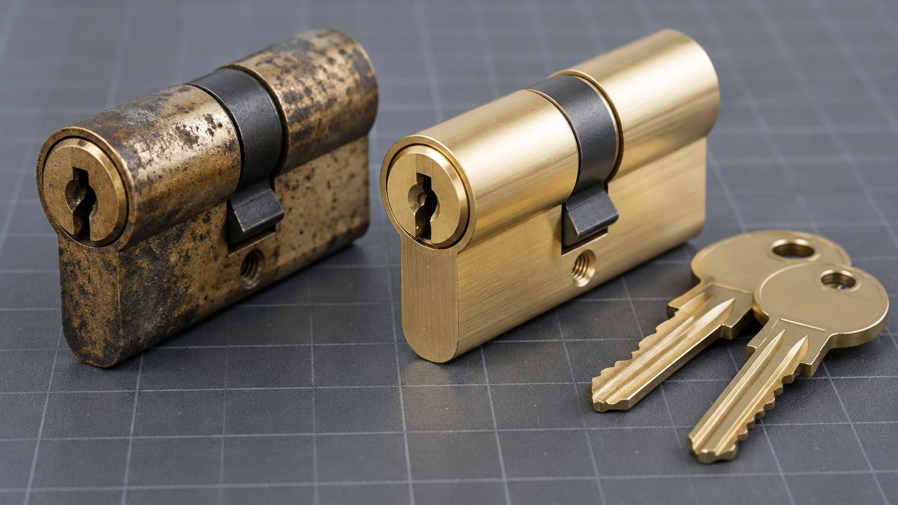 Locksmith rekeying a deadbolt cylinder